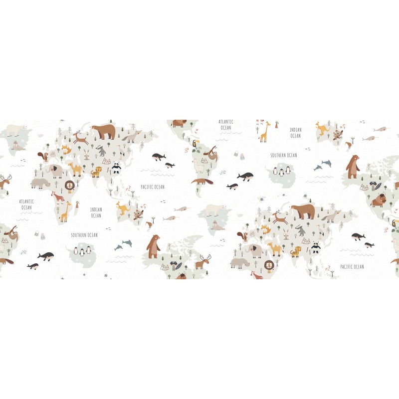 Map with animals white