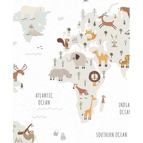 Map with animals white