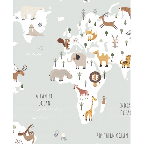 Carte du monde avec des animaux