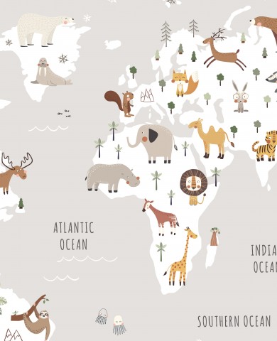 Mapa świata ze zwierzętami