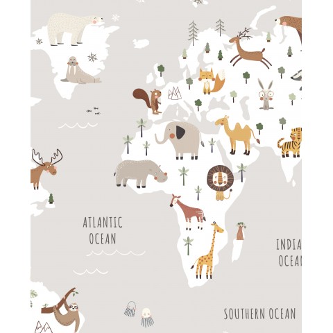 World Map with animals
