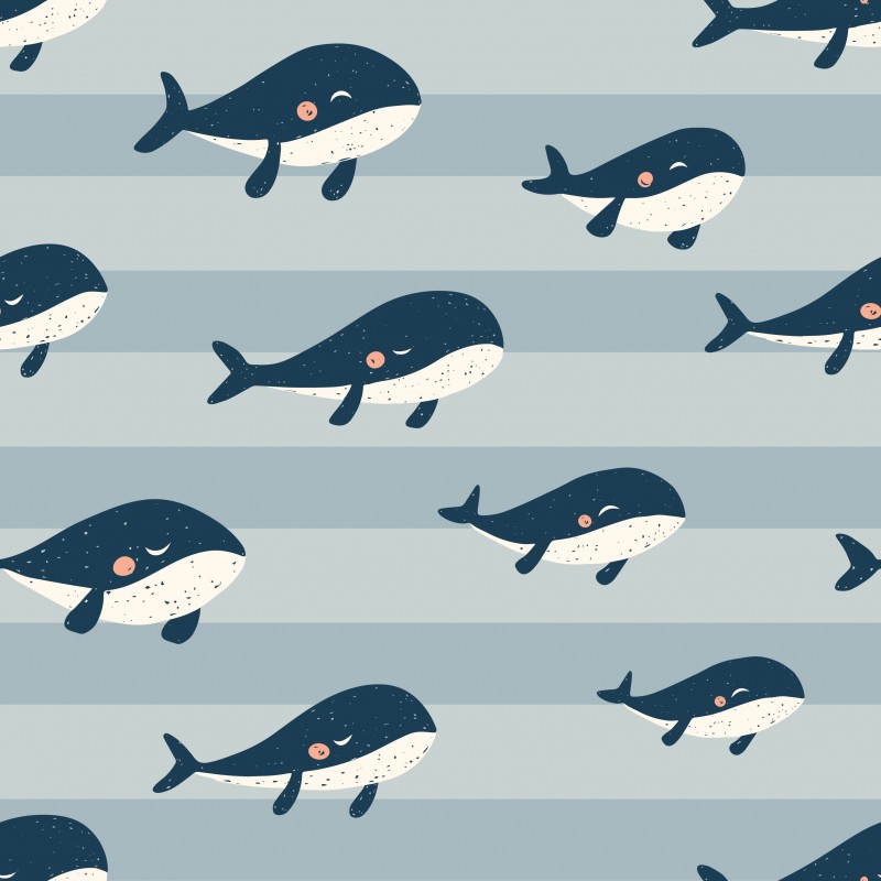 Whales with blue stripes