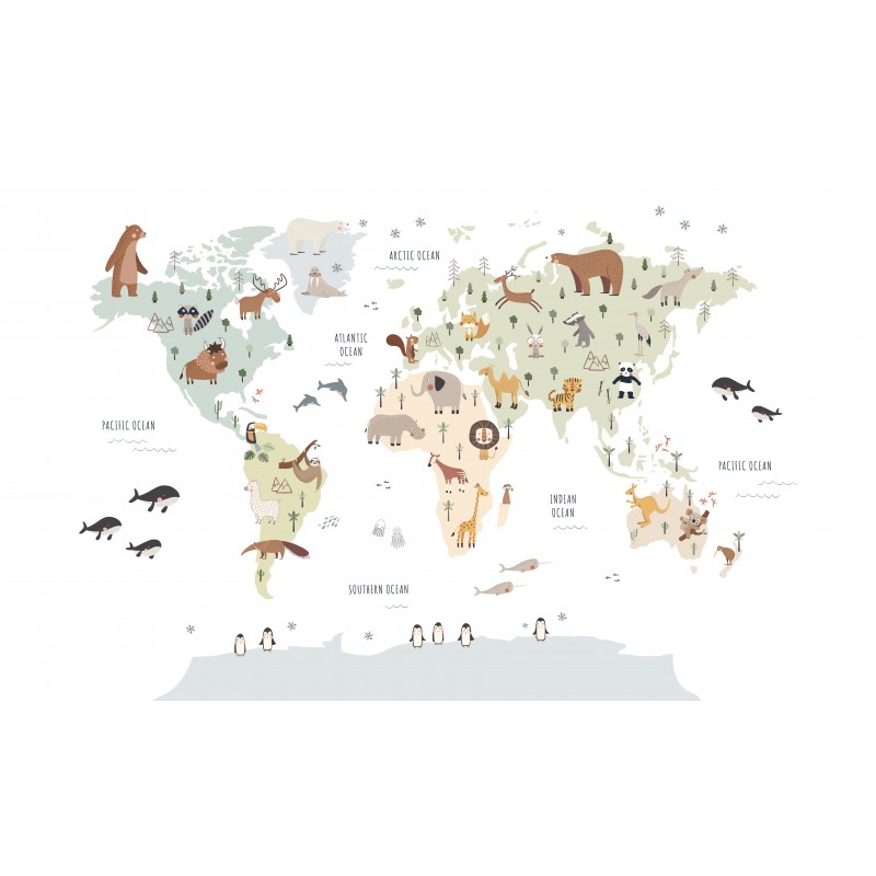 Panneau des animaux de la carte du monde