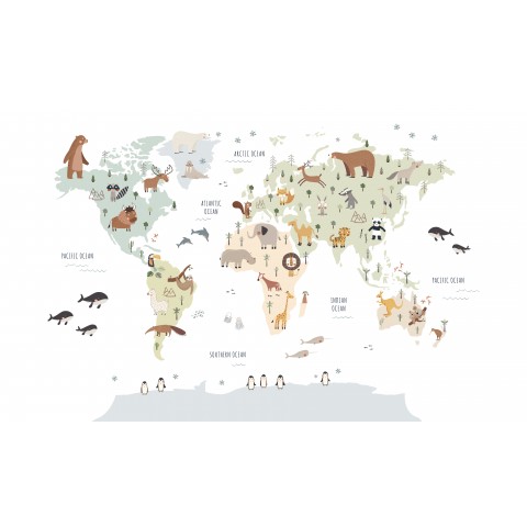 Panel zwierząt na mapie świata