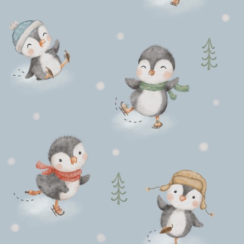 Małe pingwiny na łyżwach