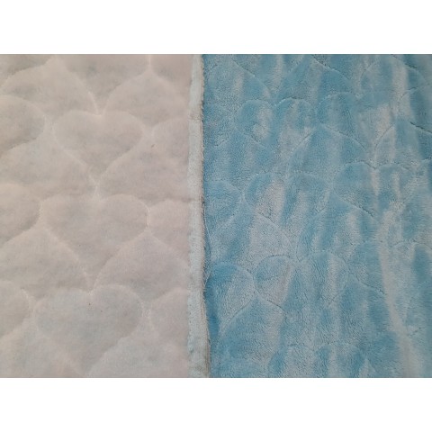 Minky quilted Sky Blue heart - 1m - OUT-1635