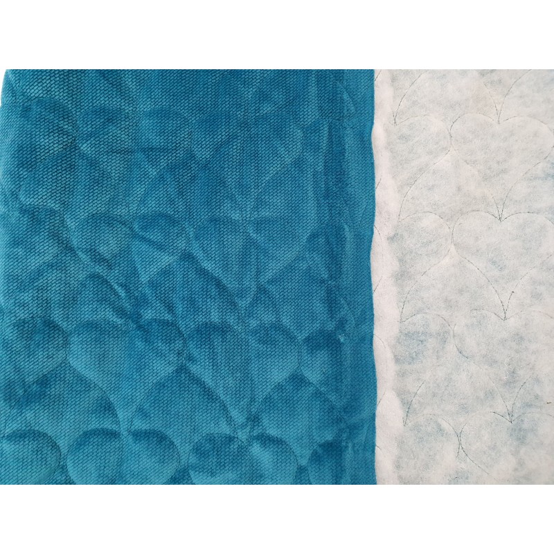 Velvet pikowany Mosaic Blue serca - 1m - OUT 1626