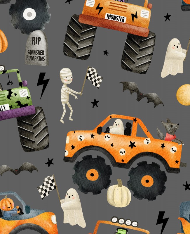 Monster Trucks Halloween na szaro