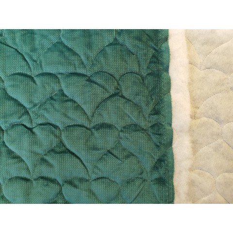 Velvet quilted Galapagos Green heart - 1m - OUT-1705